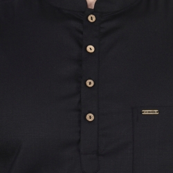 Mens Black Solid Straight Kurta